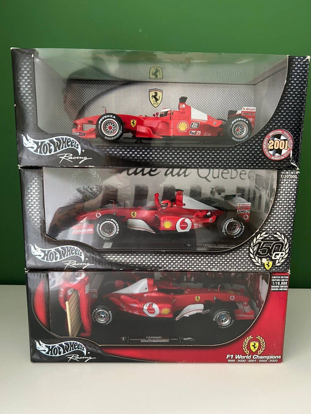 5x Hotwheels F1 Ferrari 1:18, Hobby en Vrije tijd, Ophalen of Verzenden, Zo goed als nieuw, Auto, Hot Wheels