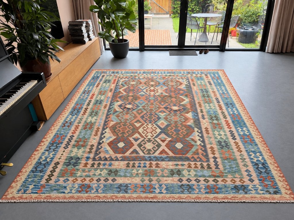 Handgeweven Kelim vloerkleed - Groot Formaat (308 x 256), Gebruikt, 200 cm of meer, Ophalen of Verzenden, 200 cm of meer