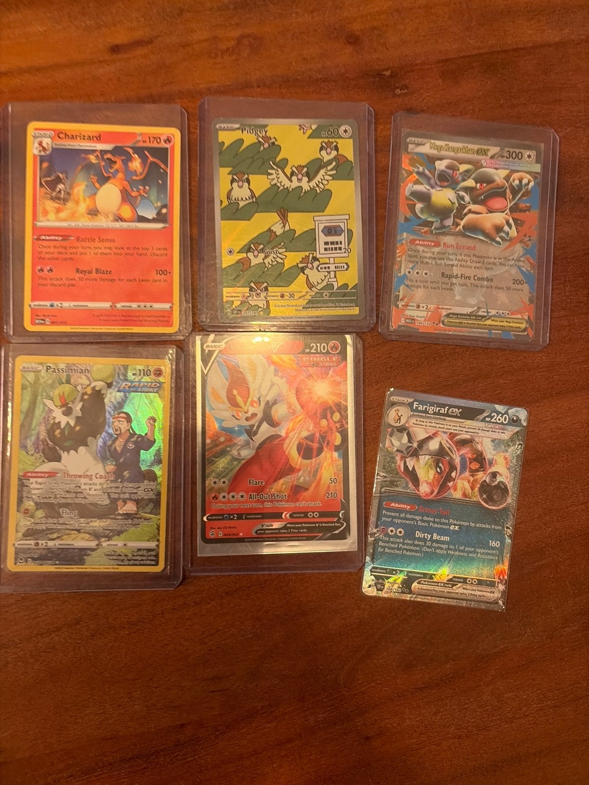6 Pokémonkaarten - Charizard, Mega Kangaskhan EX en meer, Ophalen of Verzenden, Gebruikt, Meerdere kaarten