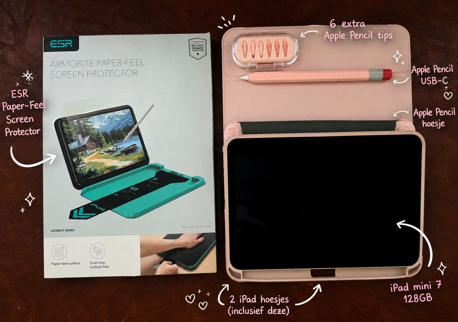 iPad Mini 7 128GB + Apple Pencil USB-C & accessories, Ophalen, Apple iPad, 8 inch, Zo goed als nieuw