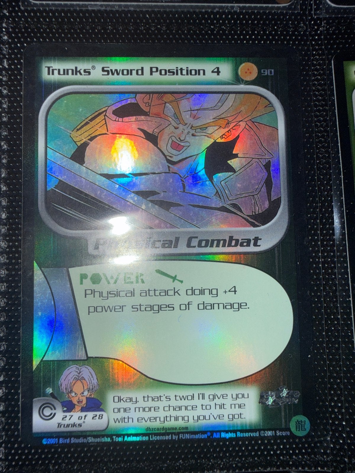 Dragon Ball Z TCG Trunks Sword Position 4 Foil Kaart, Ophalen of Verzenden, Zo goed als nieuw, Losse kaart, Foil