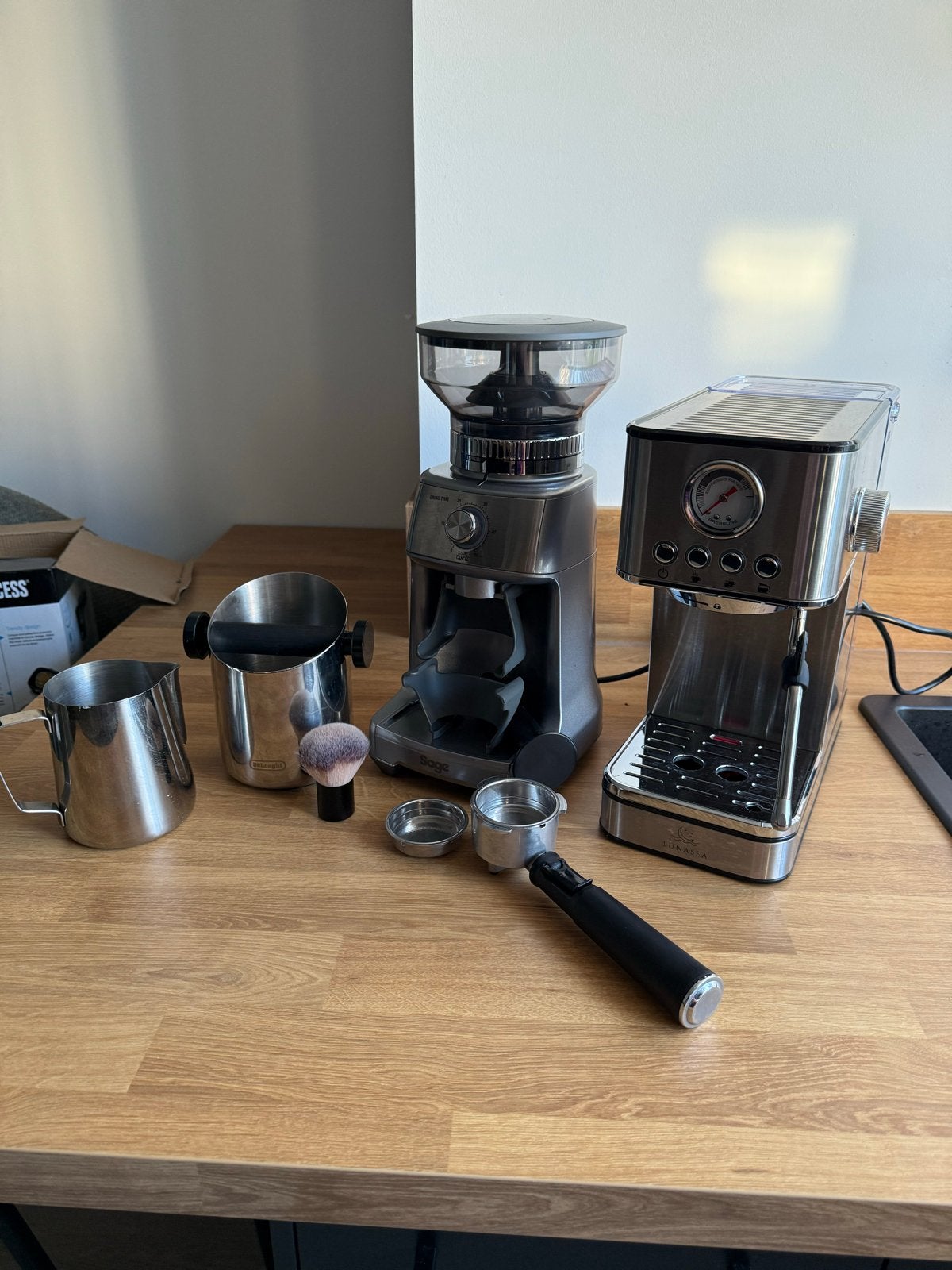 Barista Espressoapparaat met bonenmaler en accessoires, Ophalen, Afneembaar waterreservoir, Espresso apparaat, Gemalen koffie