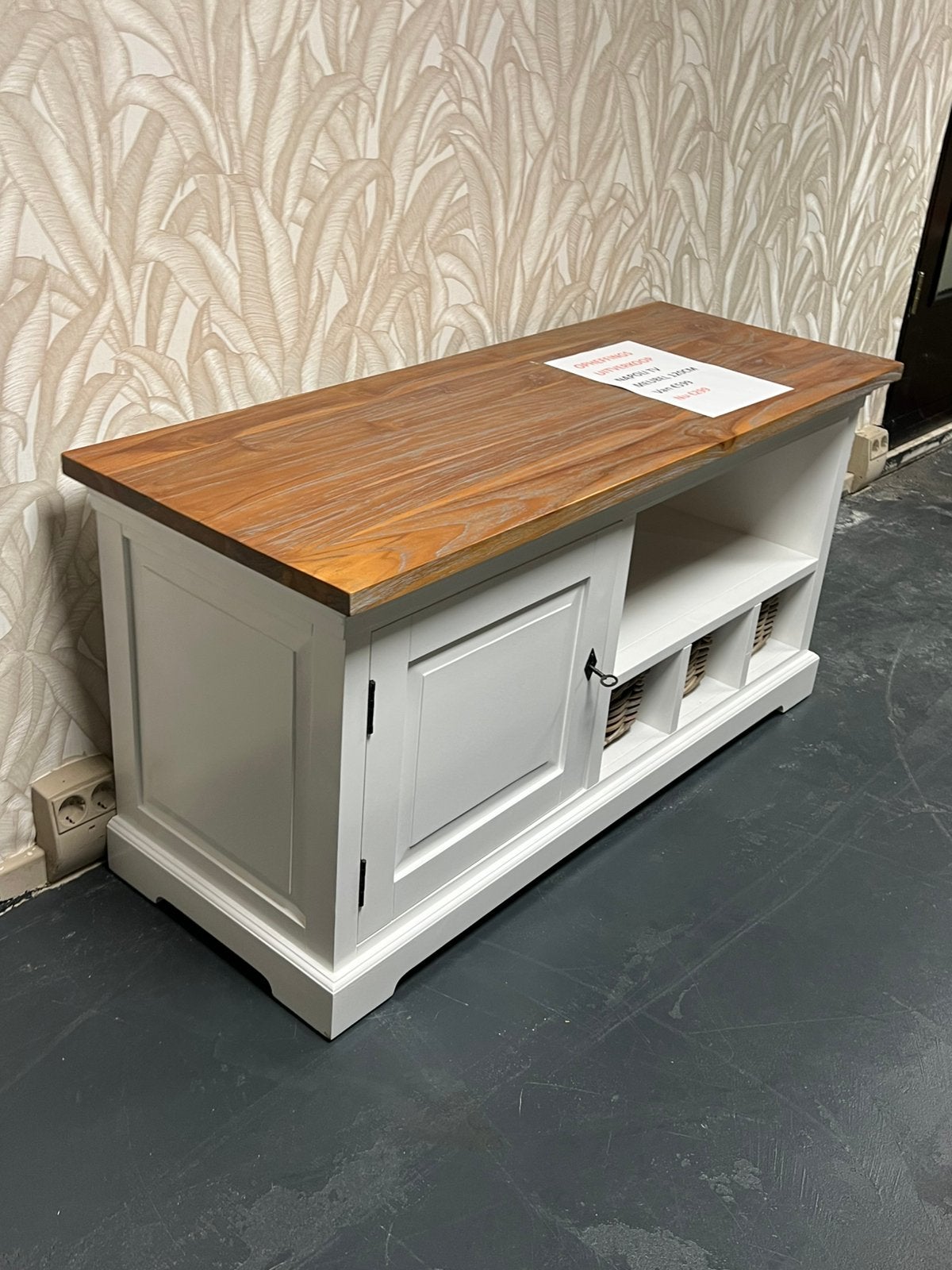 Tv meubel napoli teak 120 cm, Ophalen, 100 tot 150 cm, Overige materialen, Zo goed als nieuw