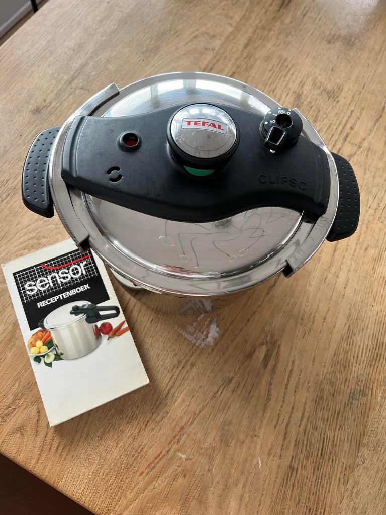 Tefal Clipso Snelkookpan met receptenboek, Gebruikt, Inductieplaat, Rvs, Ophalen