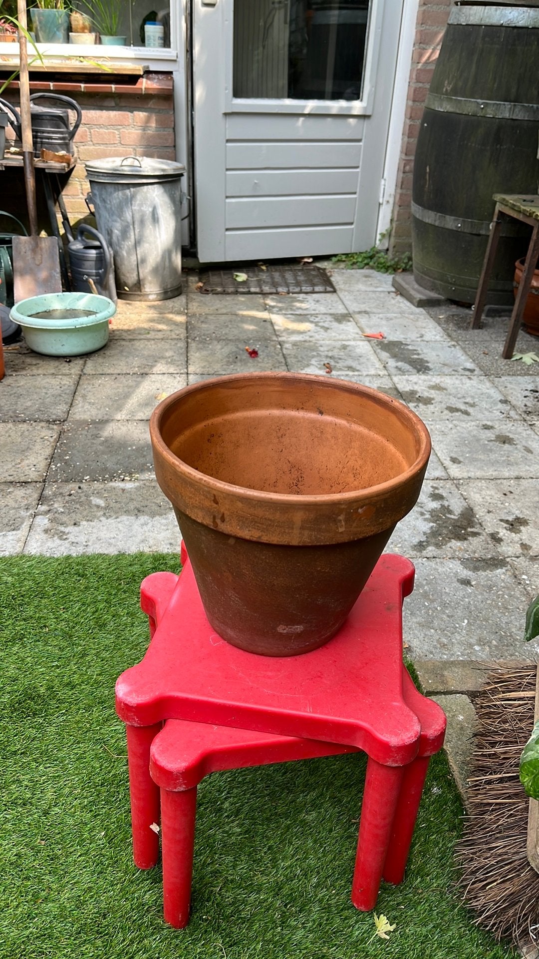 Terracotta pot 25x22, Tuin en Terras, Bloembakken en Plantenbakken, Ophalen, Steen, Minder dan 30 cm, Rond