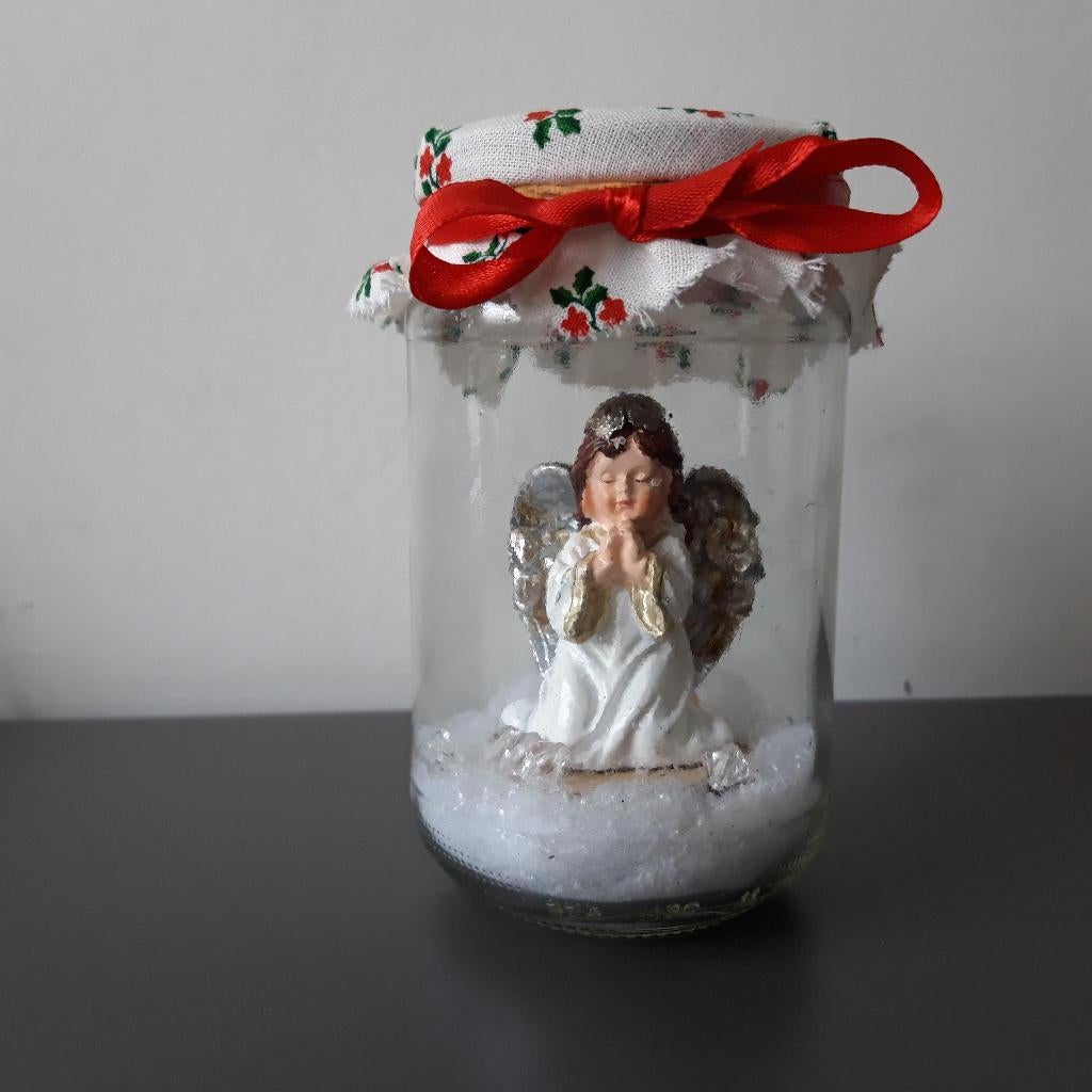 Engeltje in glazen pot kerstdecoratie handgemaakt, Diversen, Ophalen of Verzenden, Gebruikt