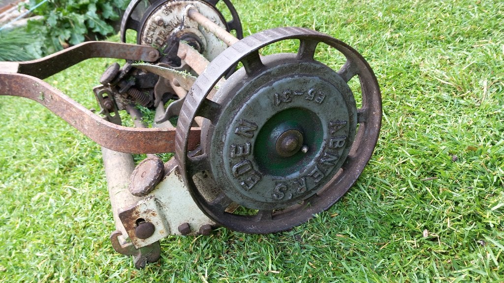 antiek handgrasmaaier Abners vintage 30cm, Tuin en Terras, Grasmaaiers, Ophalen, Gebruikt, Handgrasmaaier, Minder dan 30 cm