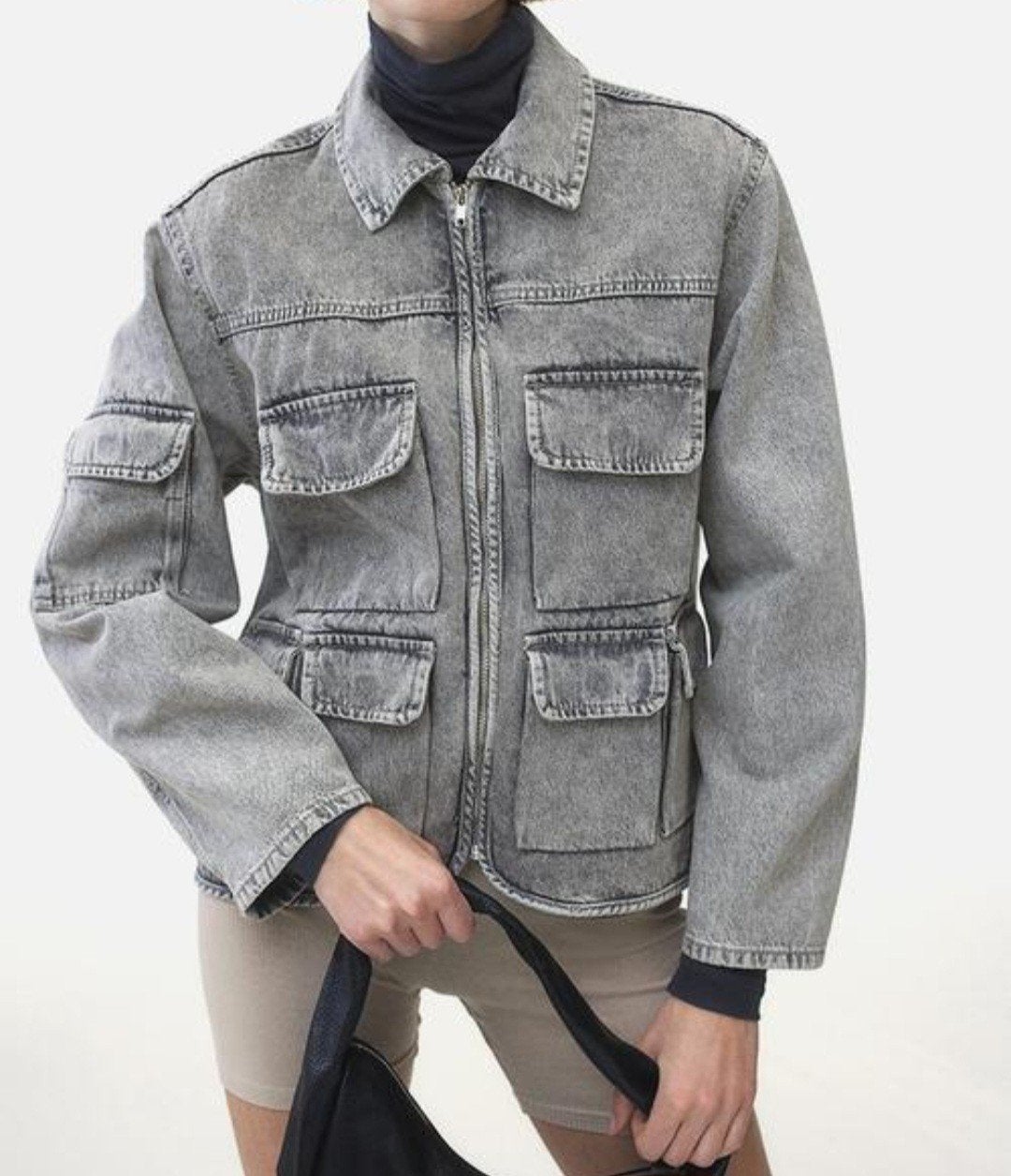 Denim jas L, Ophalen of Verzenden, Zo goed als nieuw, Grijs
