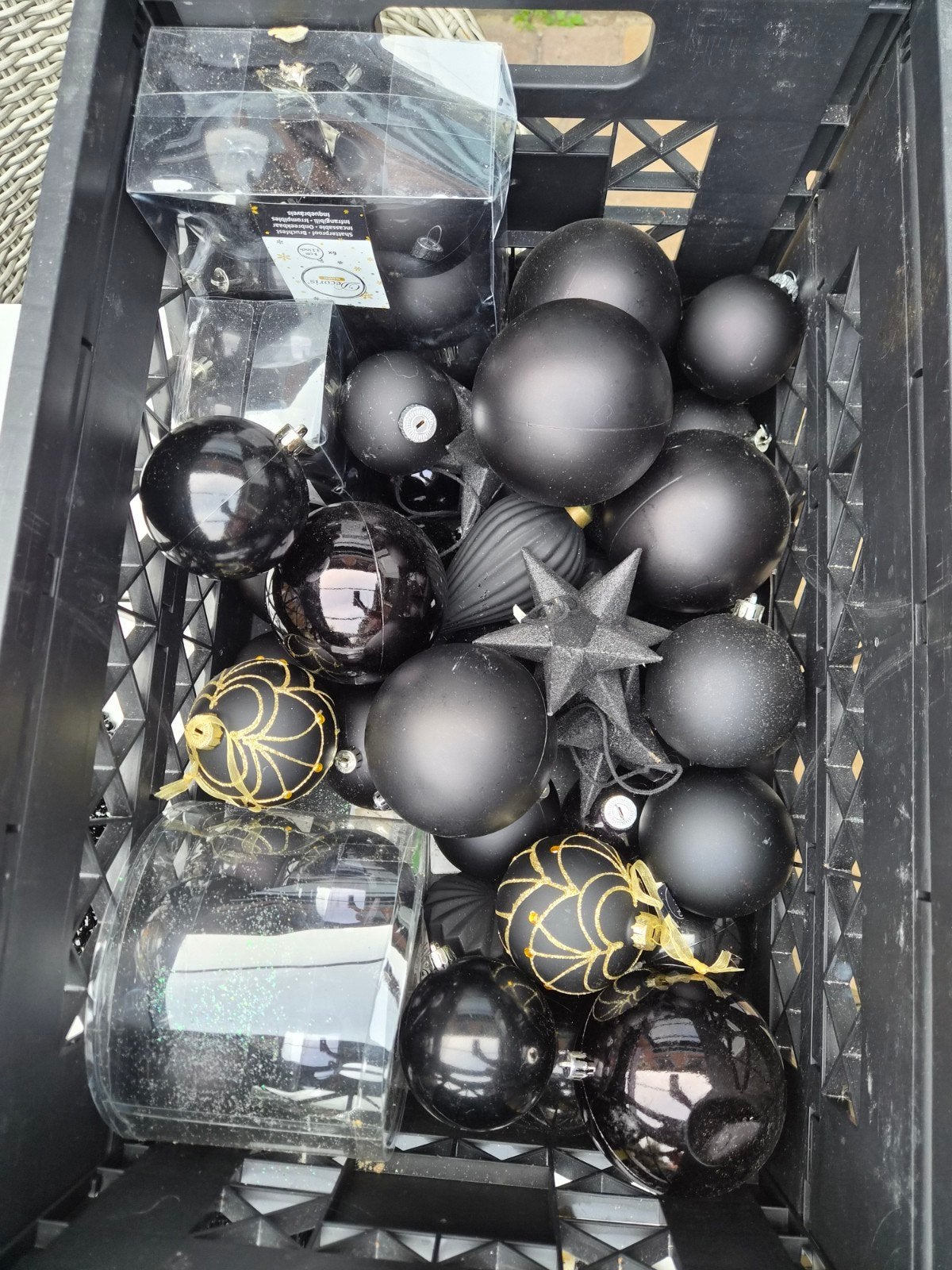 kerstballen en assortiment voor de kerstboom zwart, Ophalen, Zo goed als nieuw