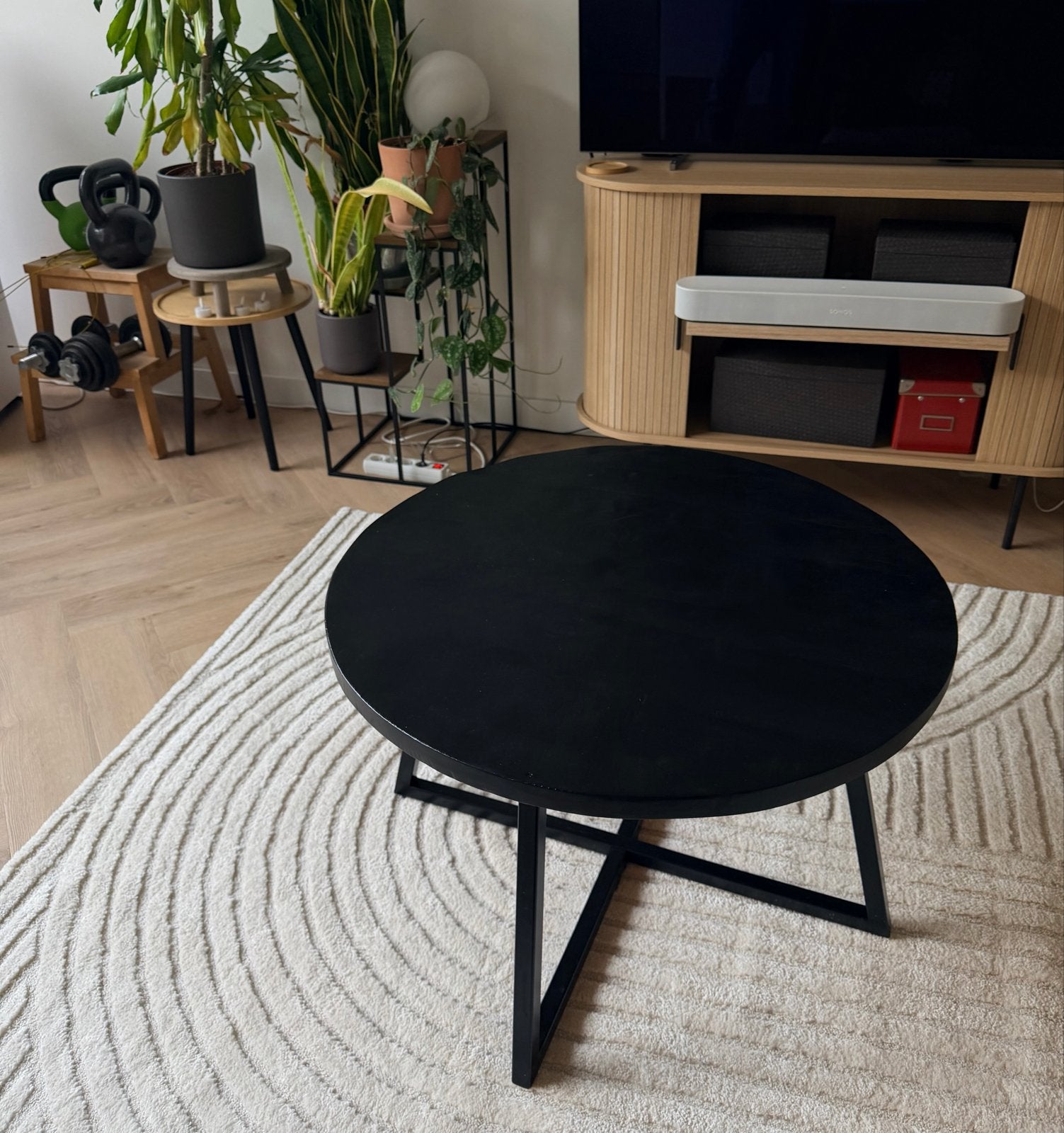 Ronde salontafel van mangohout - Ø 76cm, H 48cm, Ophalen, Gebruikt, Rond, 50 tot 100 cm