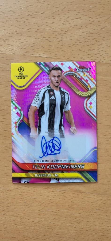 2024 Topps Finest Teun Koopmeiners auto /125 Juventus, Verzenden, Zo goed als nieuw, Buitenlandse clubs, Spelerskaart