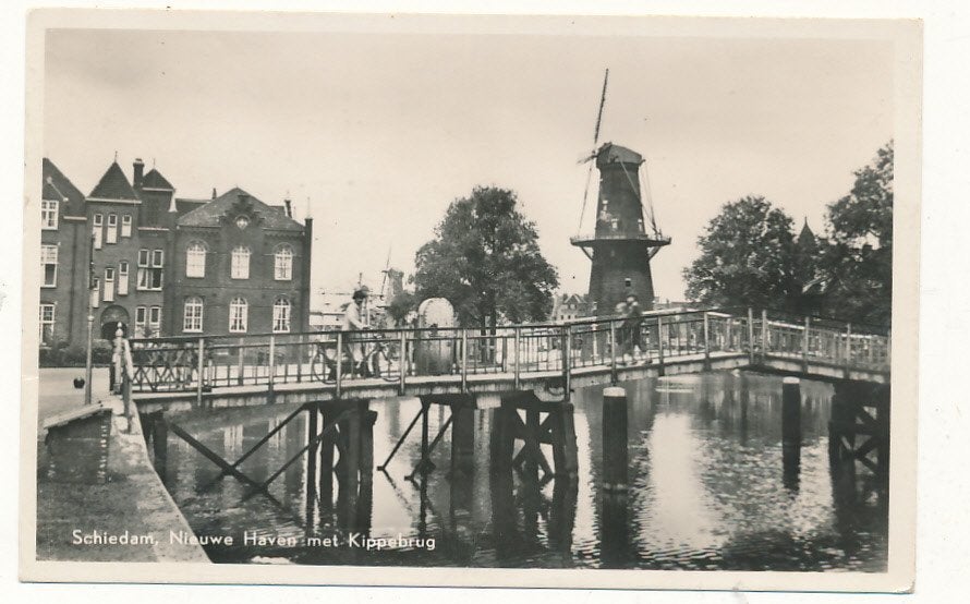 11206 Schiedam, Nieuwe Haven met Kippebrug, Ophalen of Verzenden, 1940 tot 1960, Zuid-Holland