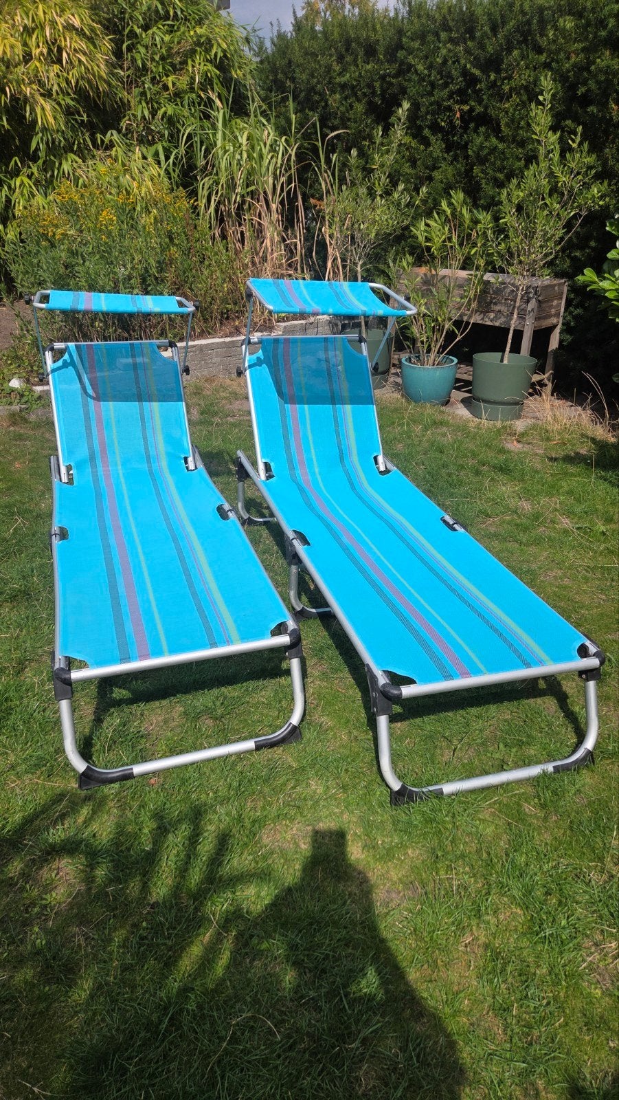 ANWB Strandbedden/Ligbedden - Turquoise, Inklapbaar, Tuin en Terras, Ophalen, Gebruikt, Textileen, Verstelbaar