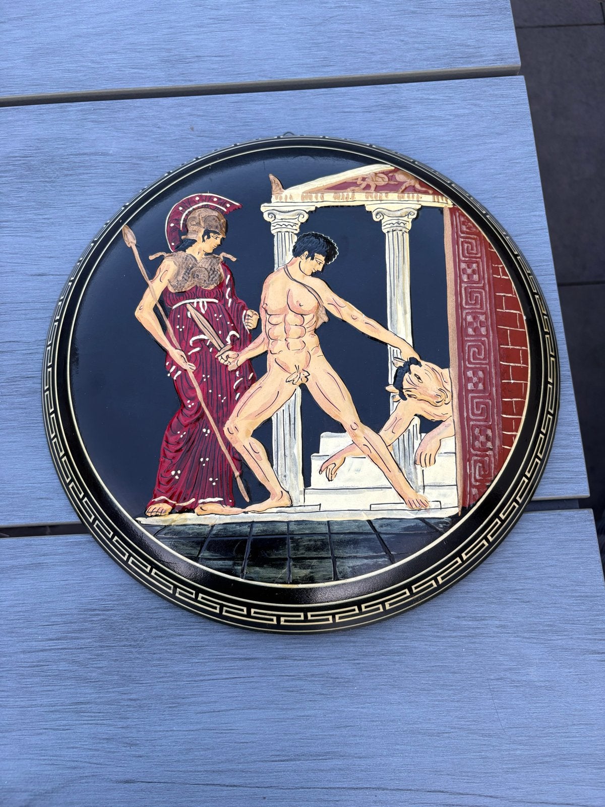 Decoratieve Griekse wandplaat - Mythologisch tafereel, Ophalen of Verzenden