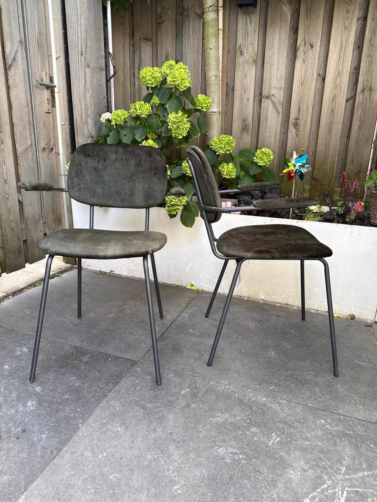 Set van 2 Velvet Groene Eetkamerstoelen - Light & Living, Huis en Inrichting, Stoelen, Ophalen, Gebruikt, Twee, Overige kleuren