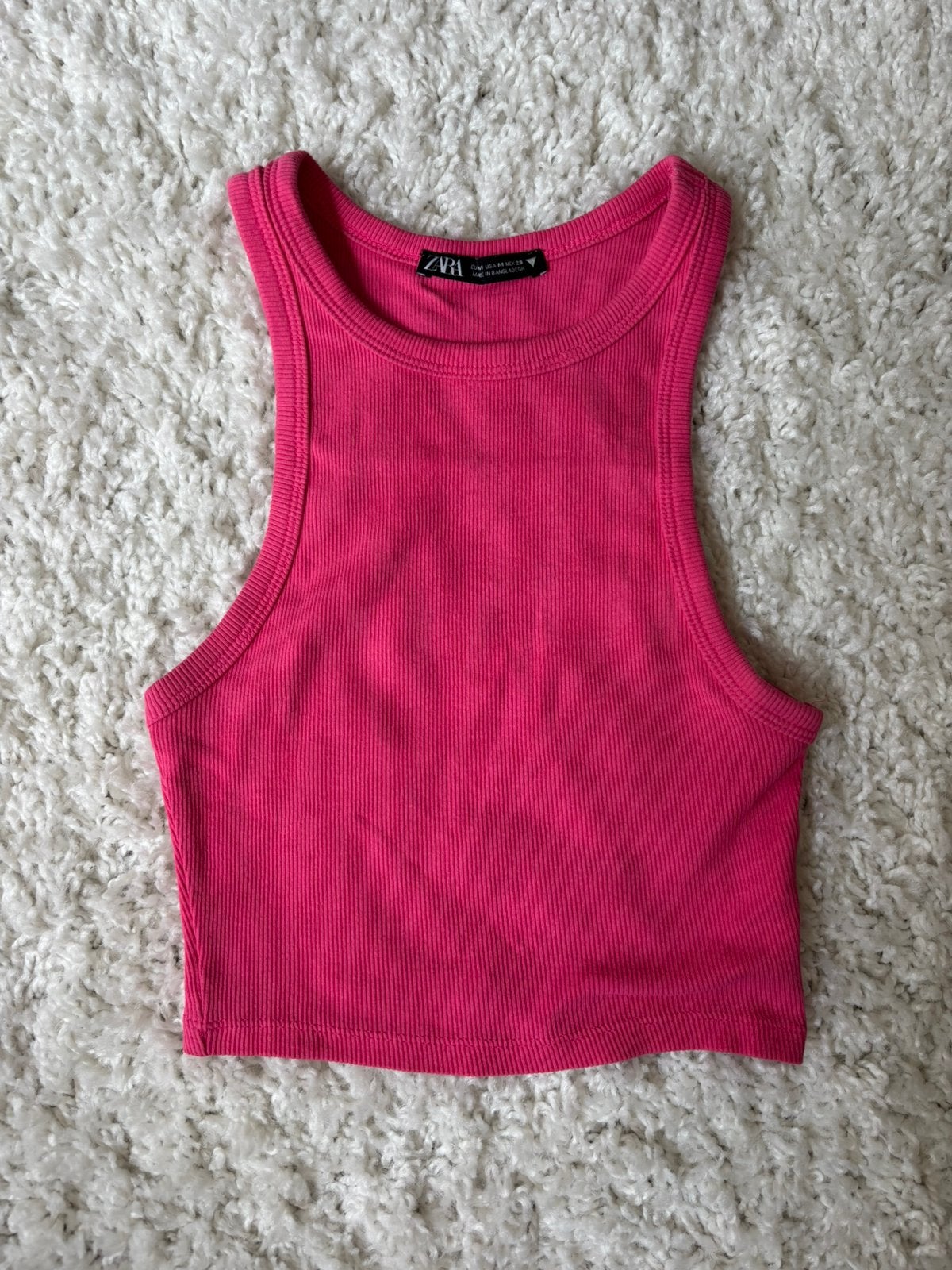 Zara roze rib crop top M, Maat 38/40 (M), Ophalen of Verzenden, Zo goed als nieuw, Roze