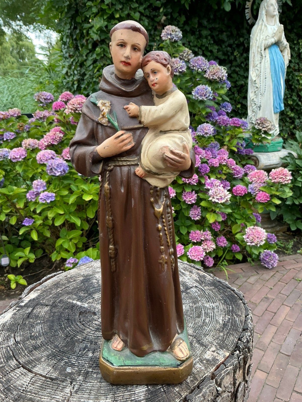 Antiek Heiligenbeeld ❤️ St Anthonius beeld met kindje, Ophalen of Verzenden
