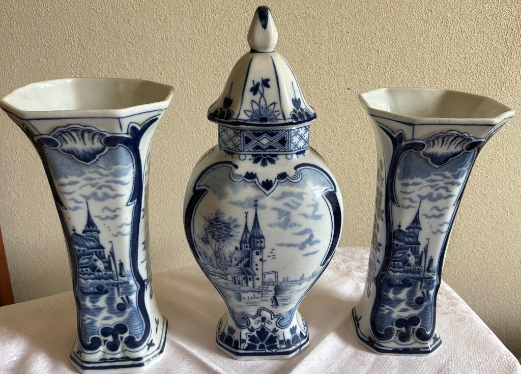 Delfts Blauw, 3-delig kaststel, Antiek en Kunst, Ophalen of Verzenden