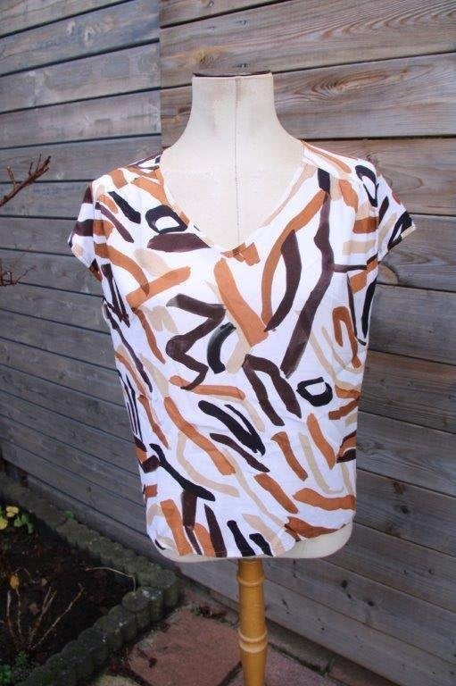Tuniek creme/ bruin/ zwart Caroline Biss mt 36 Vaste prijs, Beige, Ophalen of Verzenden, Zo goed als nieuw, Maat 36 (S)