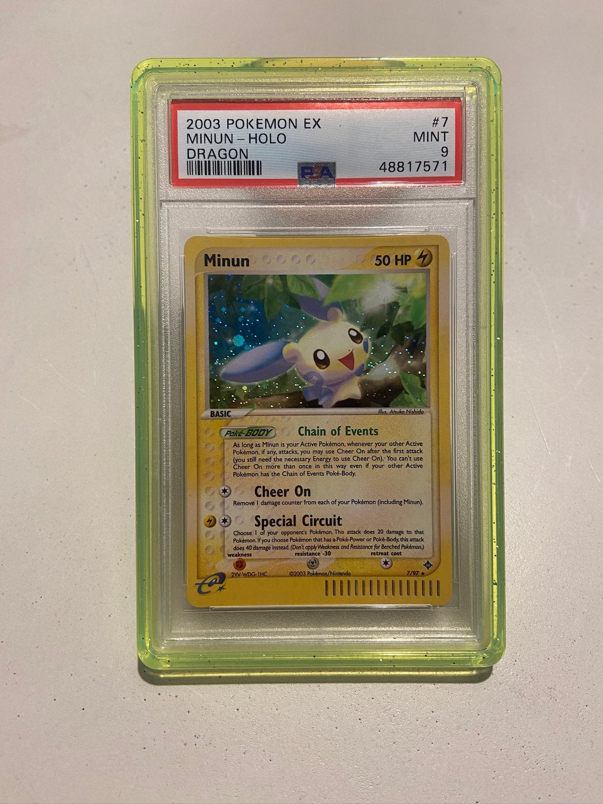 Pokemon Dragon Minun EX Holo PSA 9, Ophalen of Verzenden, Nieuw, Losse kaart, Foil