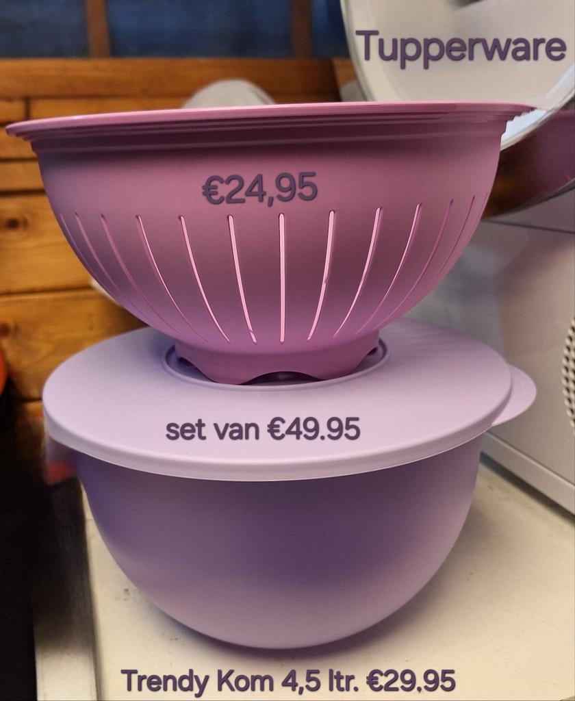 Tupperware Trendy Kom 4,5 ltr / zeef, Ophalen of Verzenden, Nieuw, Paars, Bak of Kom