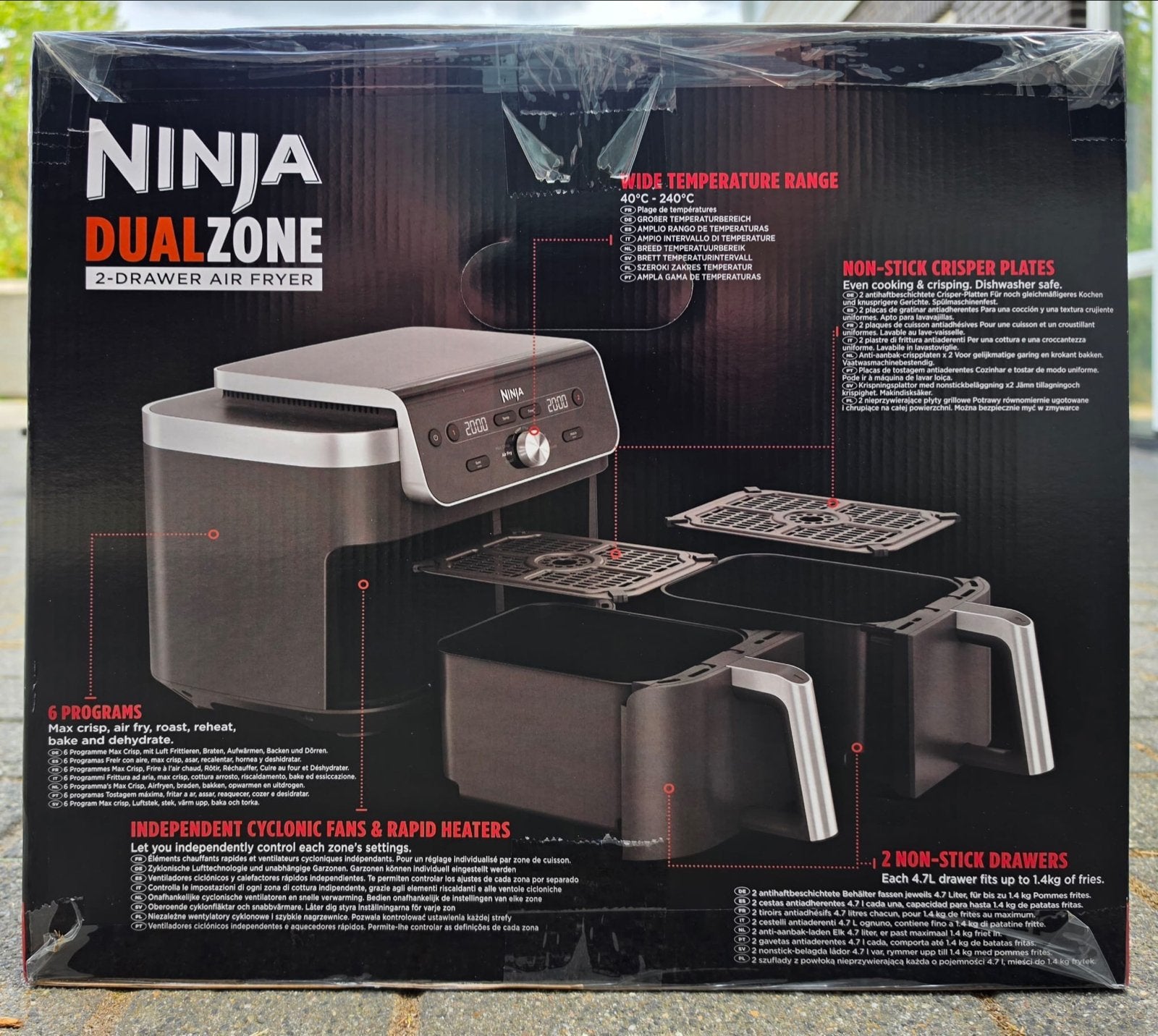 Ninja Dual Zone heteluchtfriteuse - 9,5L XL capaciteit, Witgoed en Apparatuur, Frituurpannen, 4 liter of meer, Ophalen of Verzenden