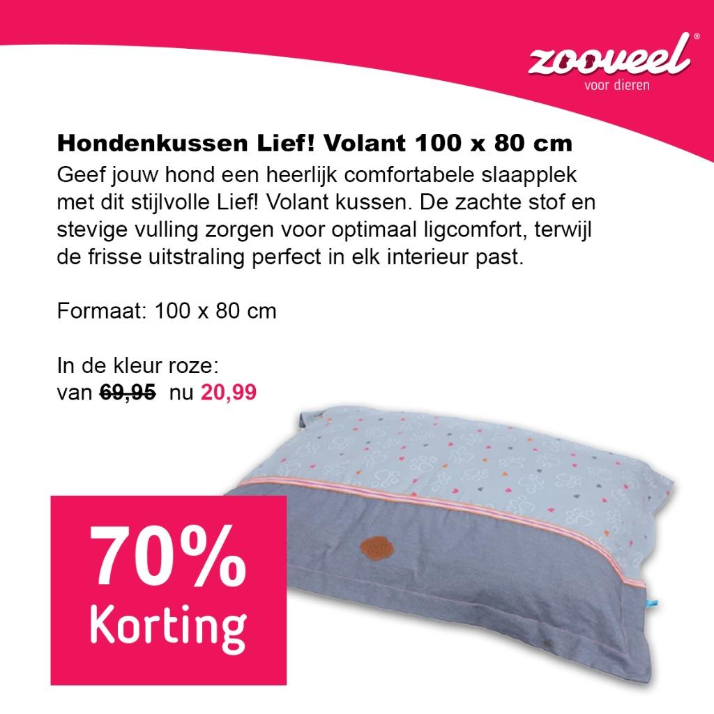 Hondenkussen Lief! Volant Roze 100x80 cm, Dieren en Toebehoren, Hondenmanden, Ophalen of Verzenden, Nieuw, Katoen