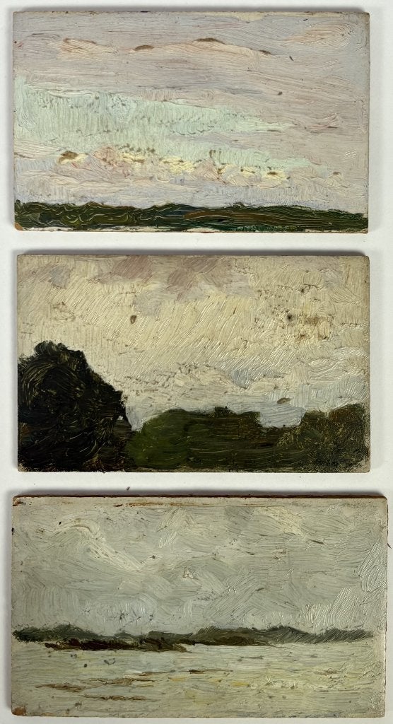 1087. Olieverfschilderijtjes, Reinhart Dozy - landschappen, Antiek en Kunst, Ophalen, Overige ondergronden, Impressionistisch