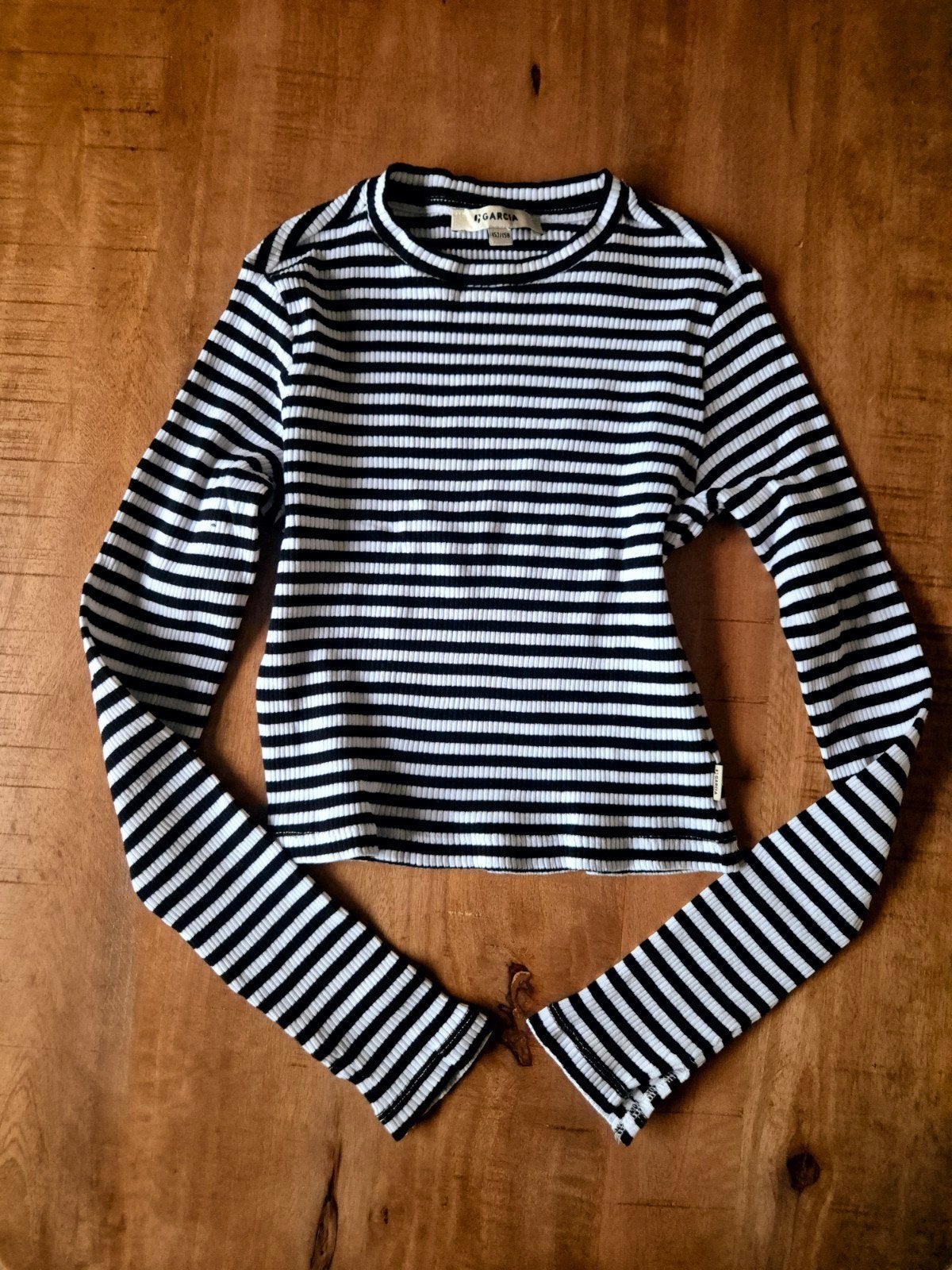 Garcia Meisjes Longsleeve Zwart-Wit Gestreept Maat 152-158, Kinderen en Baby's, Meisje, Ophalen of Verzenden, Zo goed als nieuw