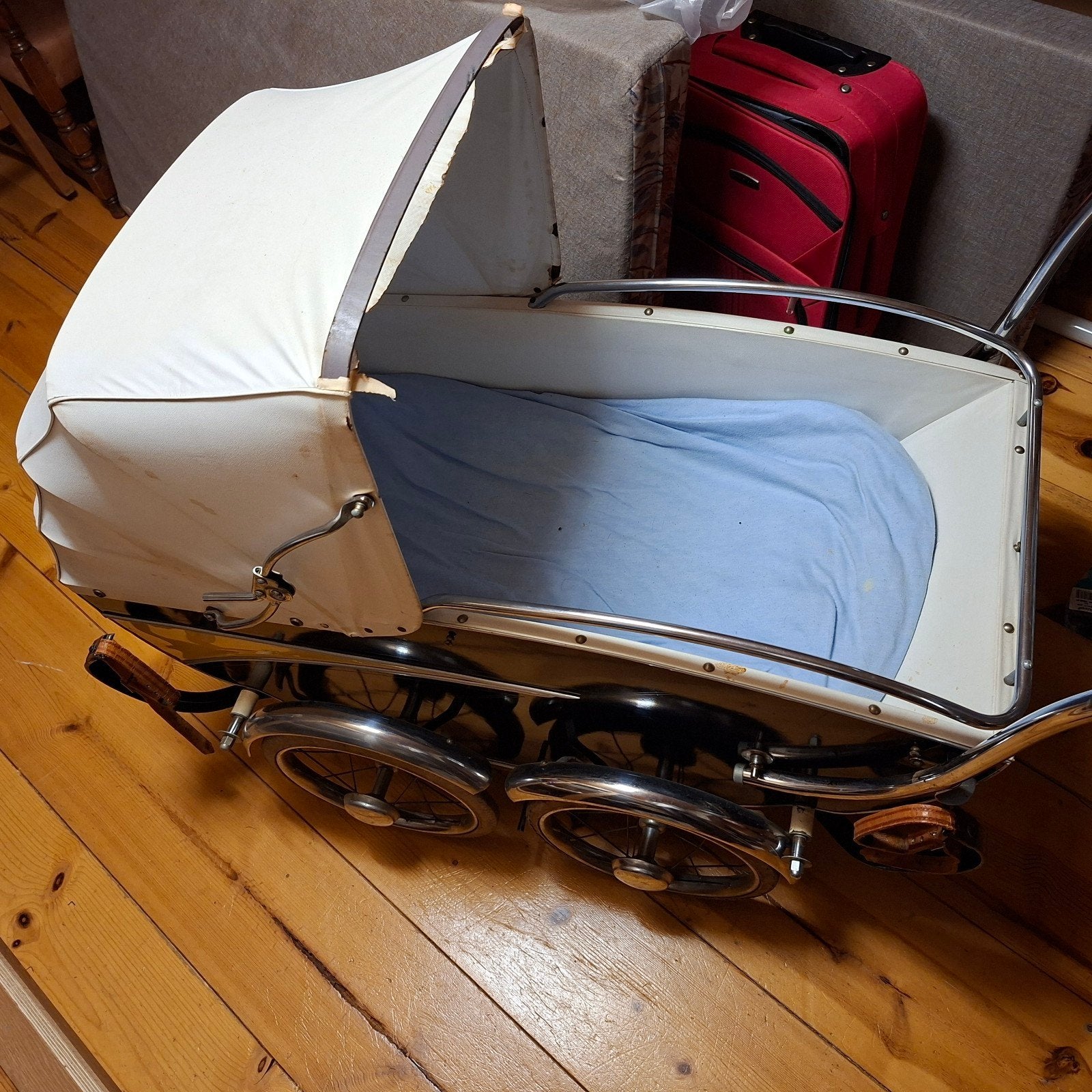 Vintage kinderwagen - Klassiek model, Gebruikt, Met reiswieg, Ophalen, Kinderwagen