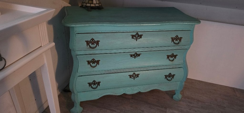 Turquoise buikkastje, Huis en Inrichting, Ophalen, Gebruikt, 50 tot 100 cm, 3 of 4 laden