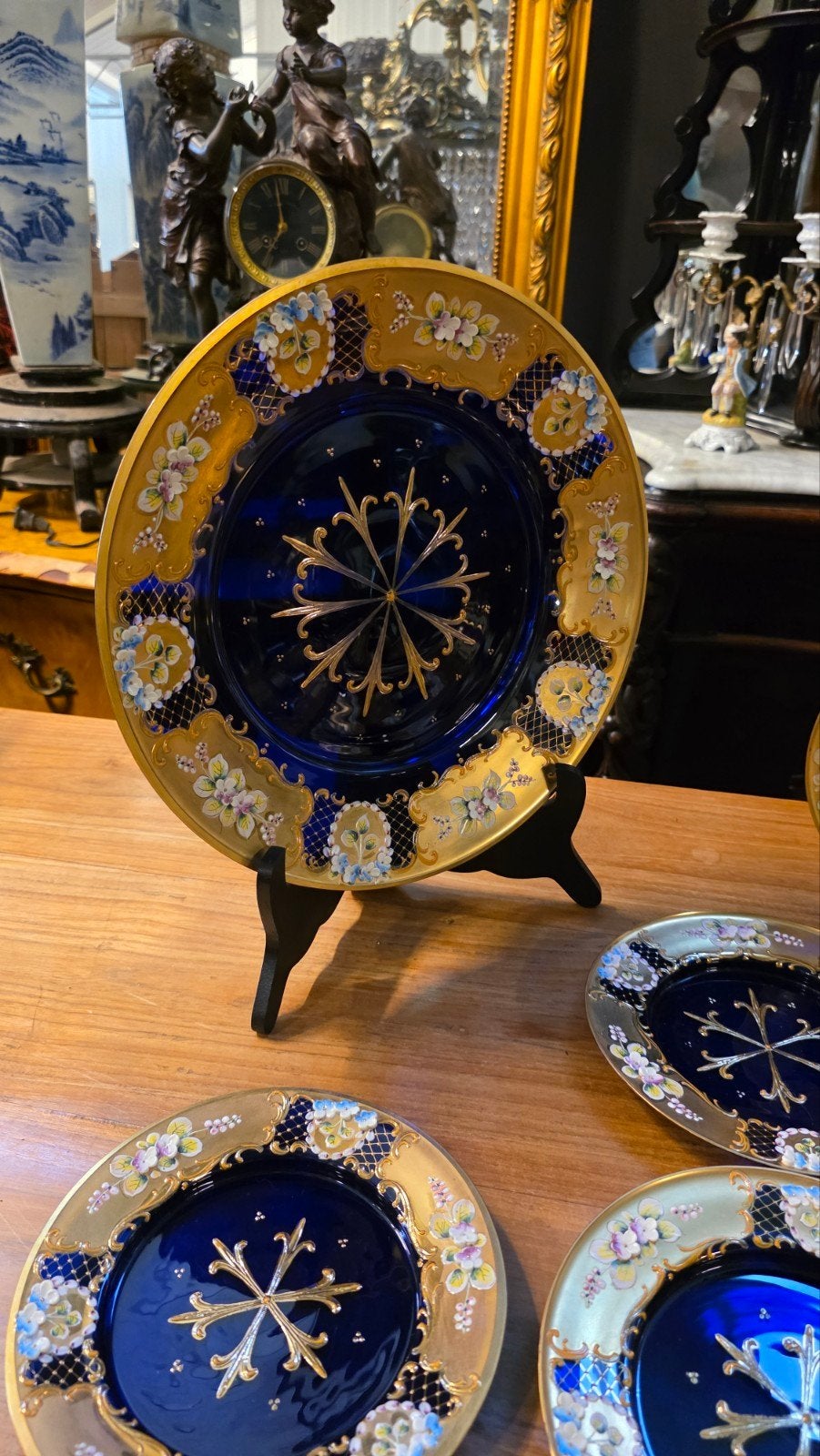 unieke set cobalt blue murano ontbijtset, Ophalen