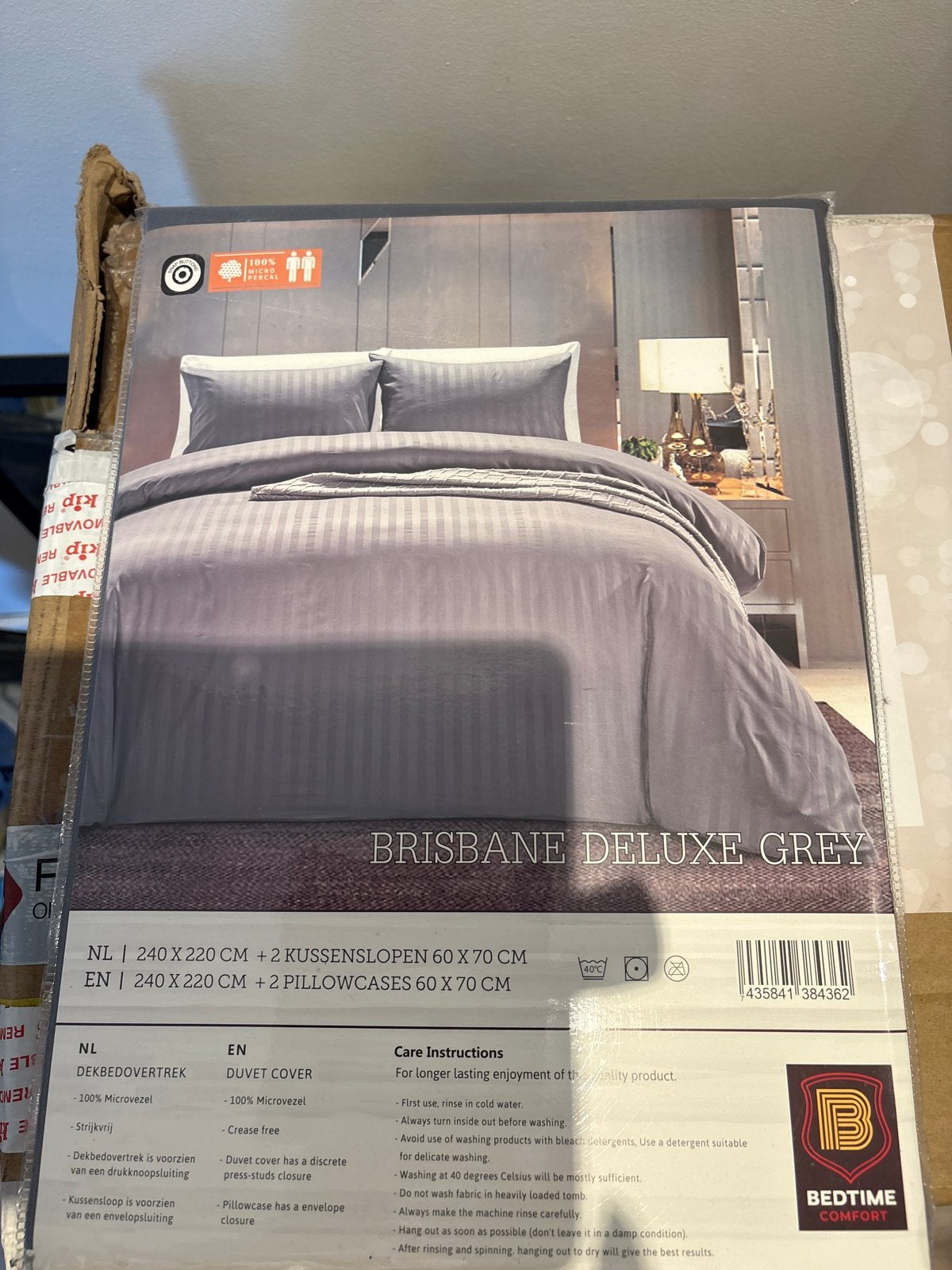 Dekbedovertrek Brisbane Deluxe Grey 240x220 cm, Huis en Inrichting, Slaapkamer | Beddengoed, Dekbedovertrek, Ophalen of Verzenden