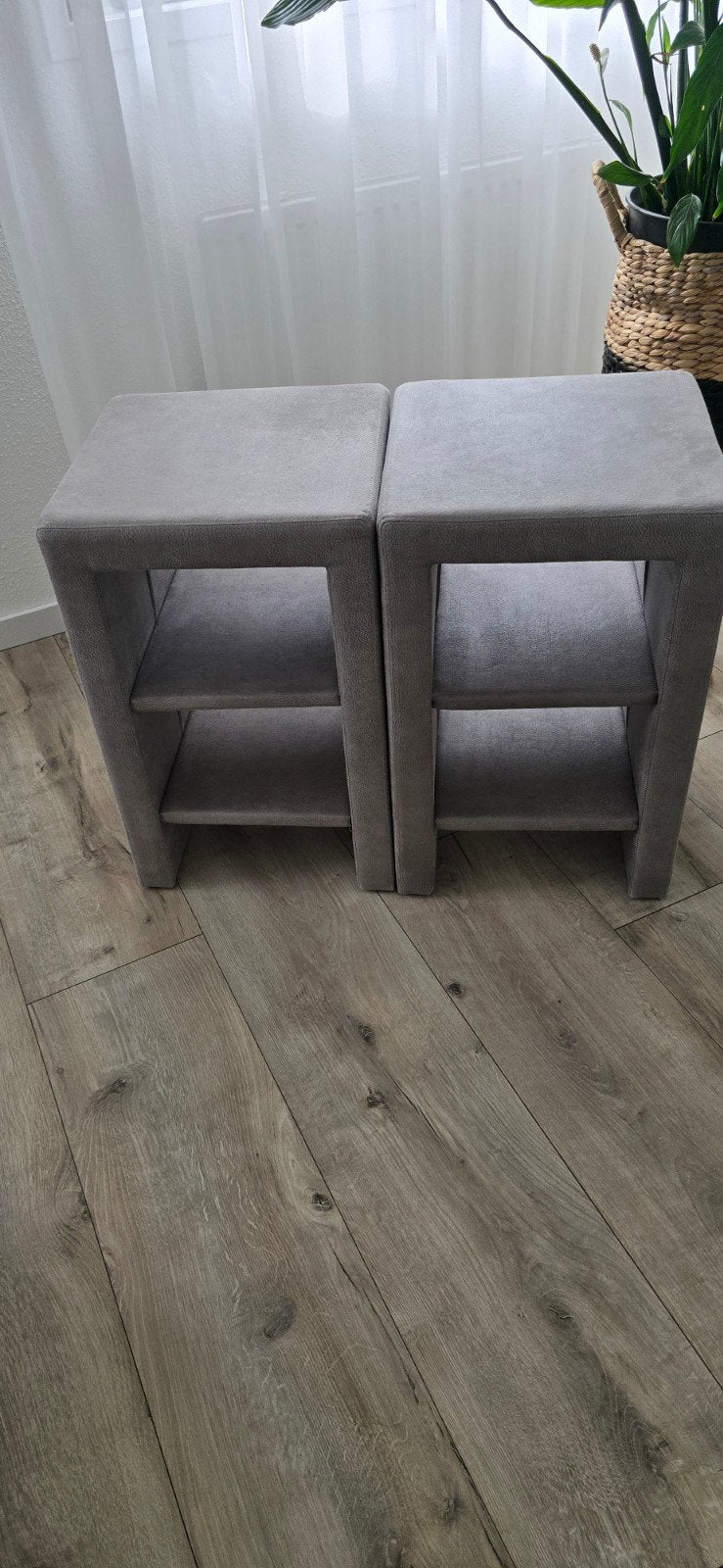 Nachtkastjes voor boxspring - leer grijs/taupe, Overige materialen, Minder dan 45 cm, Zo goed als nieuw, 55 tot 70 cm