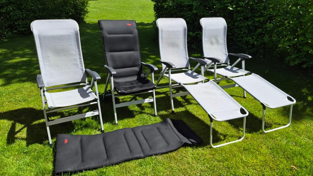 Vier Vrijbuiter campingstoelen + 2x voetenbank, Ophalen, Zo goed als nieuw, Campingstoel