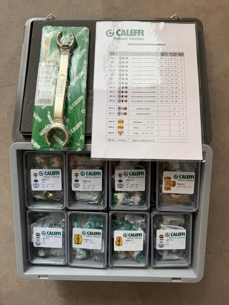 Nieuwe caleffi servicekoffer met  94 koppelingen, Ophalen, Nieuw, Overige typen