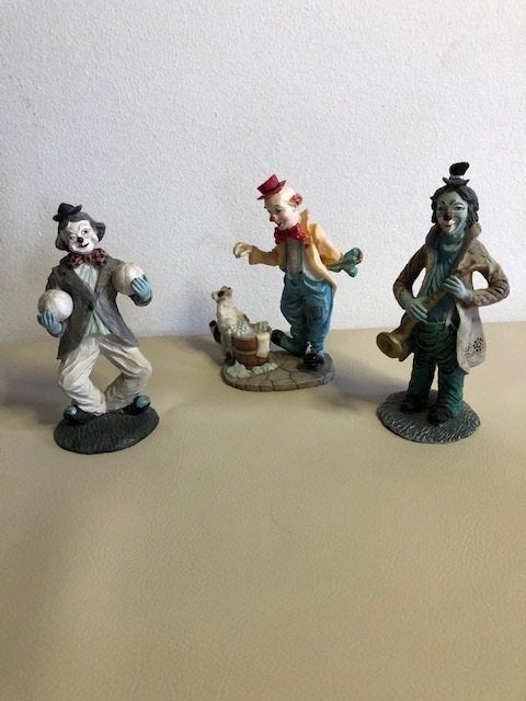 3 verschillende Clown beeldjes, Verzamelen, Beelden en Beeldjes, Ophalen, Zo goed als nieuw, Overige typen