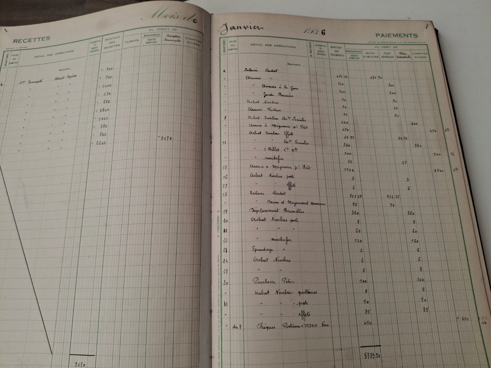 Vintage origineel Frans Kasboek / Grootboek (1935-1940), Ophalen of Verzenden