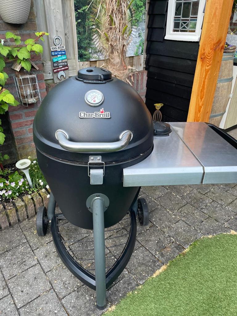 Char-Broil Kamado Grill met Rotisserie en zijtafels, Ophalen, Gebruikt, Char-Broil
