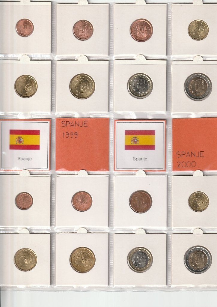 Spanje Euromunten 1999 t/m 2002, Ophalen of Verzenden, Spanje, 2 euro, Setje