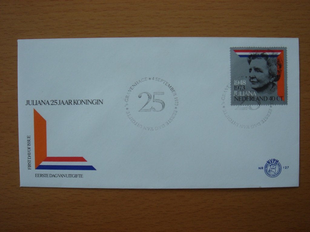 NVPH E127 1e DagEnveloppe Regeringsjubileum Koningin Juliana, Postzegels en Munten, Postzegels | Eerstedagenveloppen, Ophalen of Verzenden