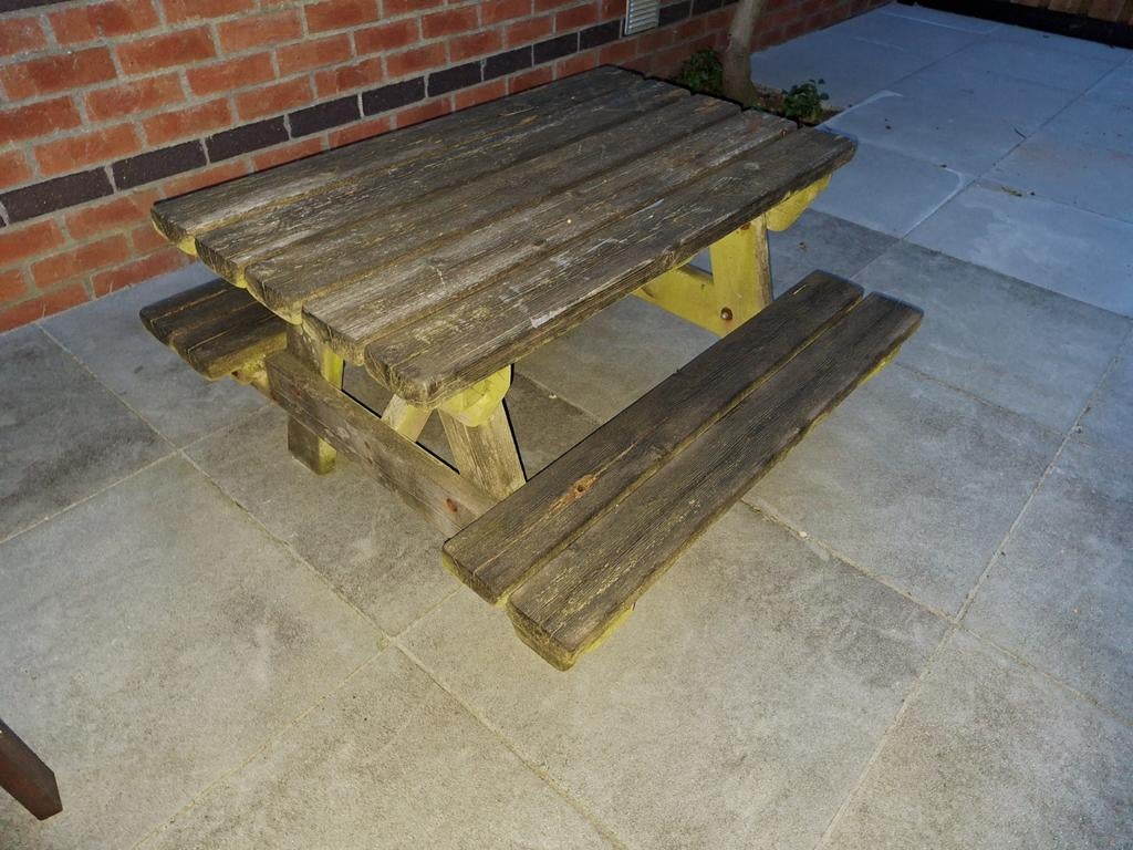Junior kinderpicknicktafel, Gebruikt, Rechthoekig, Hout, Ophalen