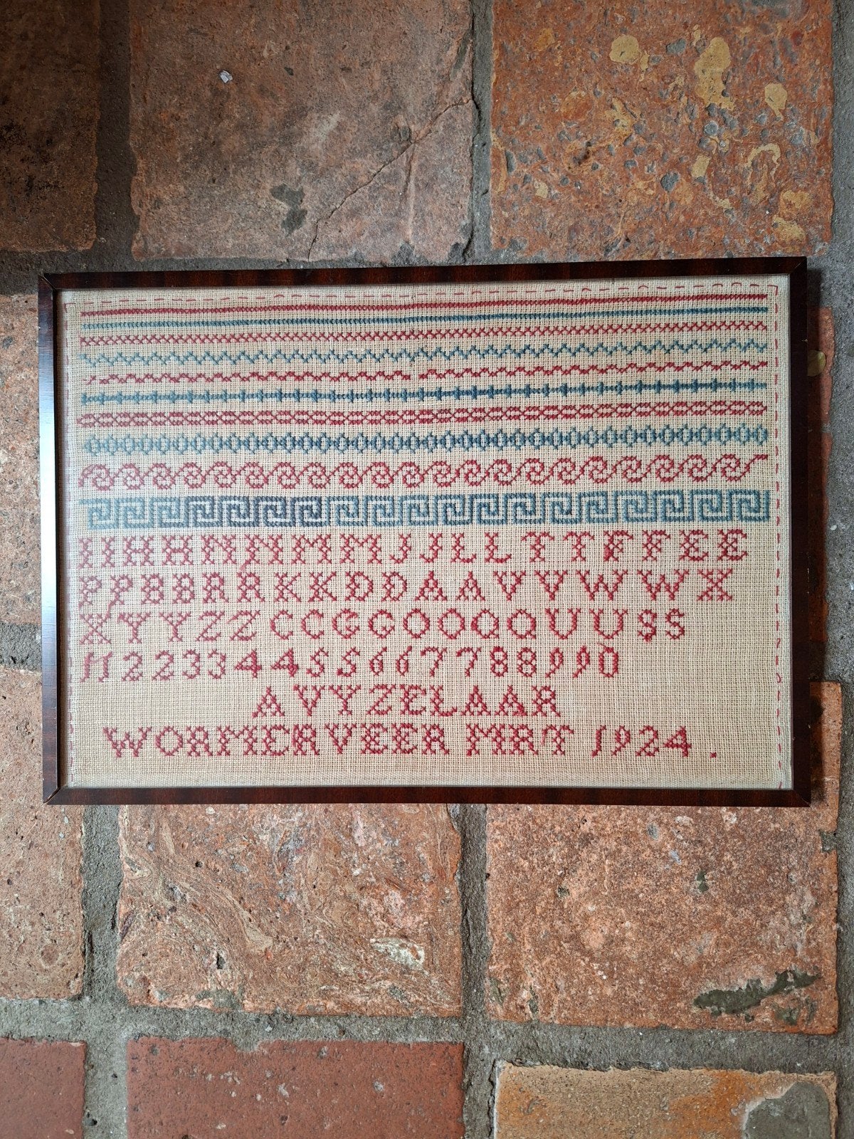Antieke Merklap uit 1924 - 45,5 x 32 cm, Ophalen