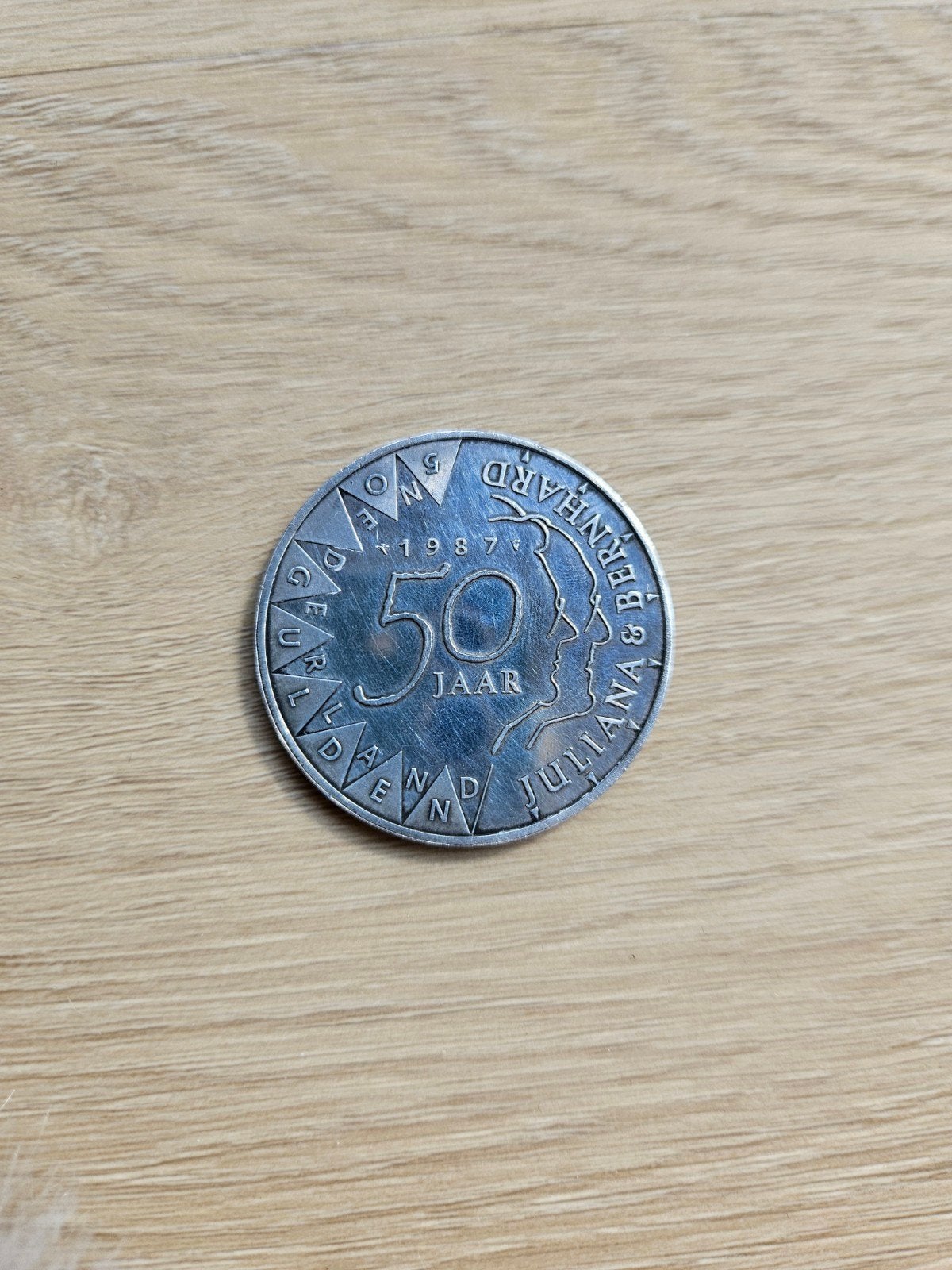 jubileum munt 1987, Postzegels en Munten, Munten | Nederland, Ophalen of Verzenden, Koningin Beatrix, 50 gulden, Losse munt