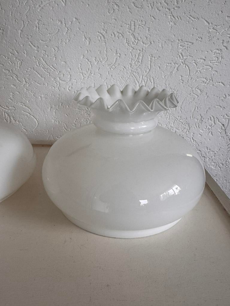 Glazen kap lampenkap voor olielamp, Ophalen of Verzenden, Rond, Minder dan 25 cm