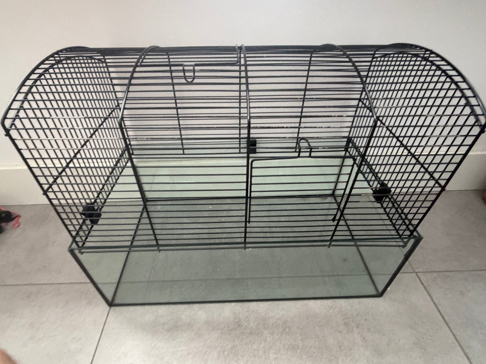 Glazen Knaagdierkooi met Tralies - Zwart (51,5 x 29 x 40 cm), Dieren en Toebehoren, Kooi, Gebruikt, Muis, 75 tot 110 cm