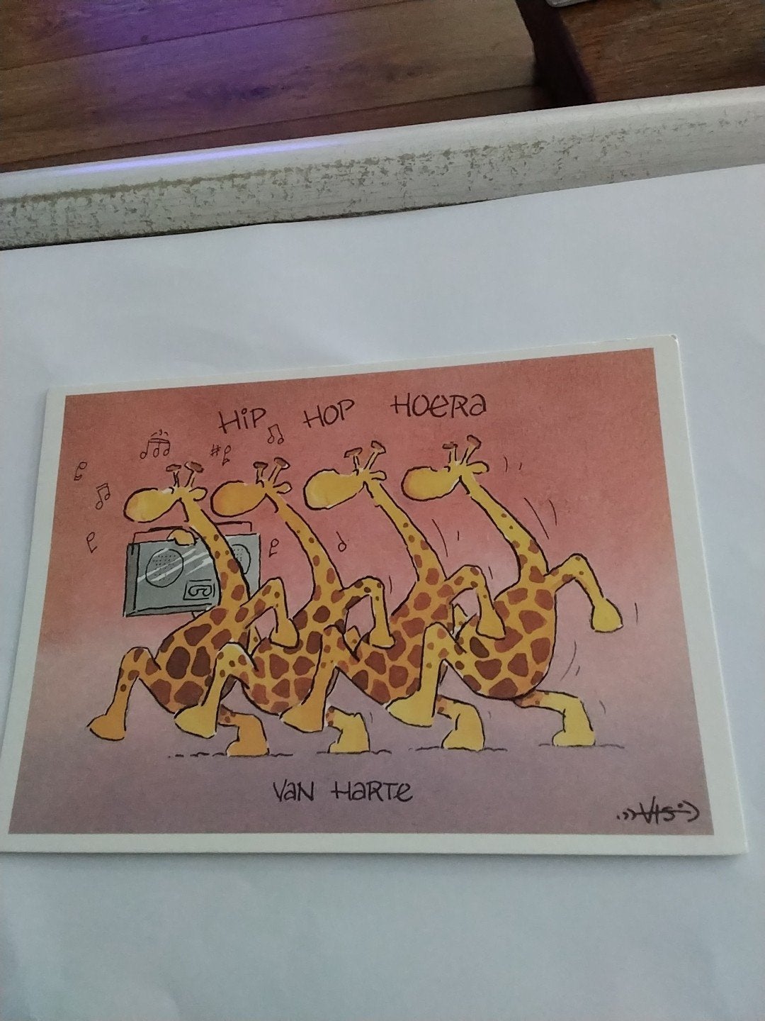 Ansichtkaart: Giraffen vieren feest - Hip Hop Hoera, Ophalen of Verzenden, 1980 tot heden