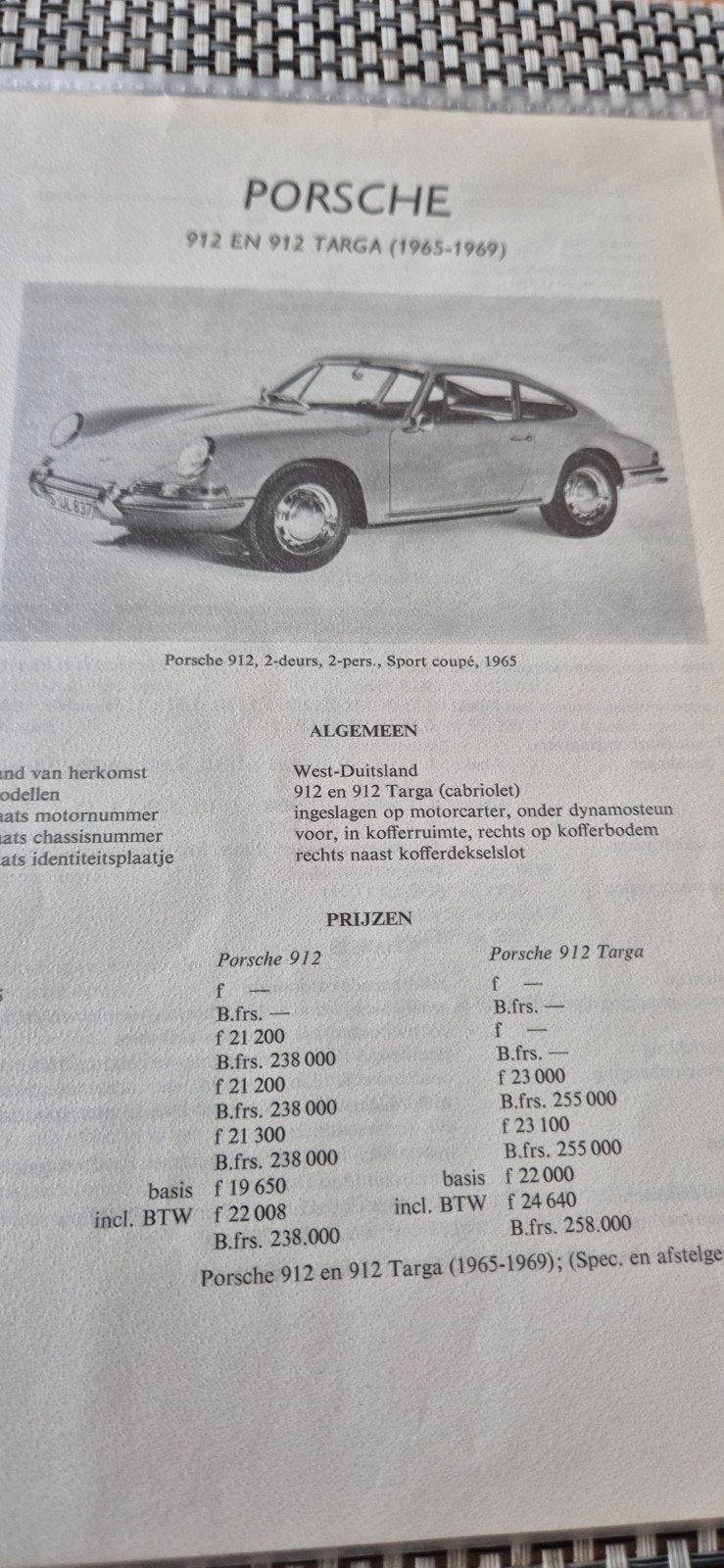 kluwer informatie blaadje voor Porsch 912, Ophalen of Verzenden
