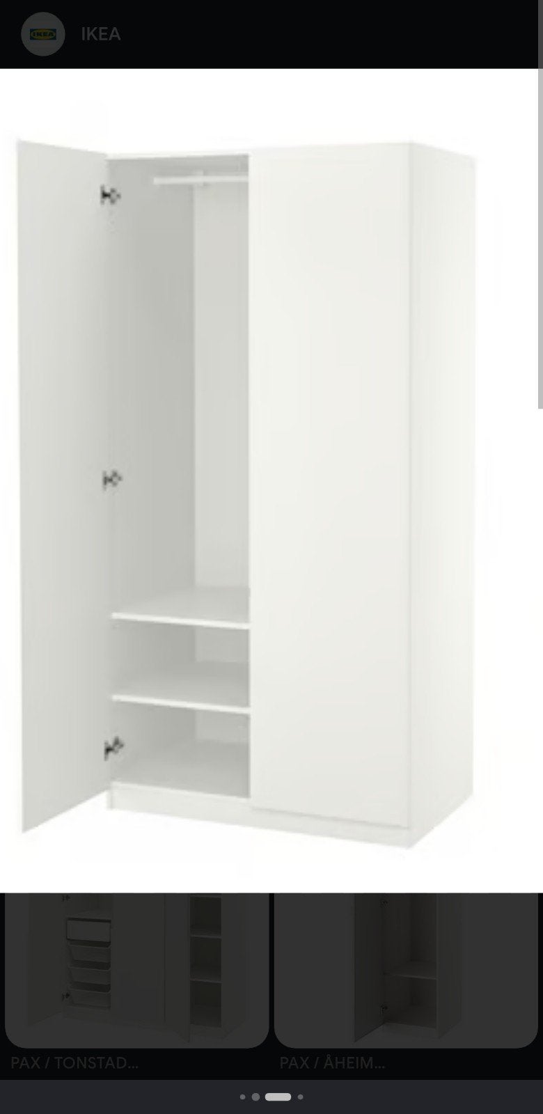 Ikea Pax kast met 2 deuren, 100 cm breed, Ophalen, Met deur(en), 100 tot 150 cm, 200 cm of meer