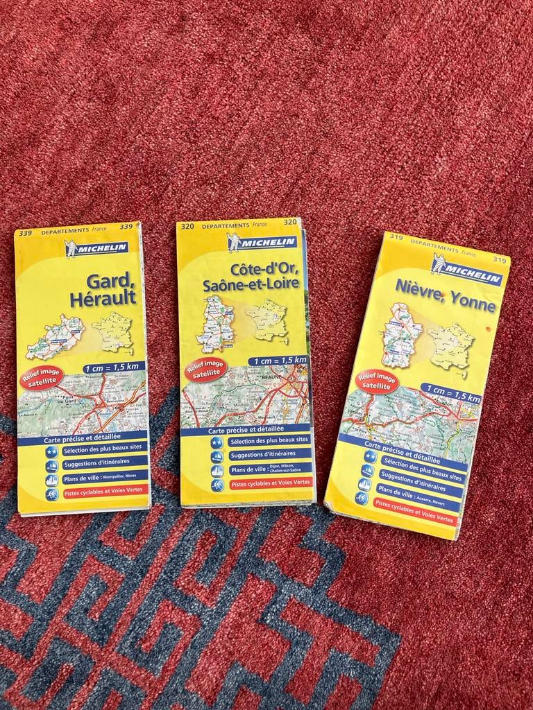 Michelin Fiets- en wandelkaarten Bourgogne, Montpellier e.o., Michelin, Fiets- of Wandelgids, Europa, Ophalen of Verzenden